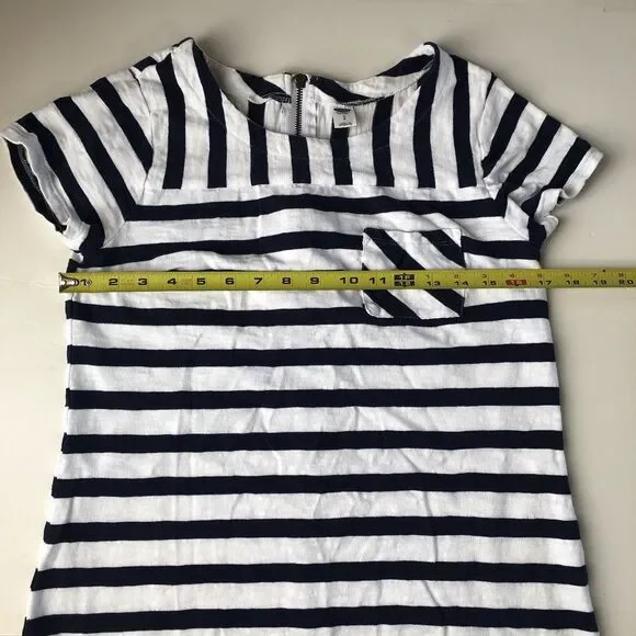 old navy womens short sleeve dress Chest Pocket navy blue white striped Small - Picture 5 of 16